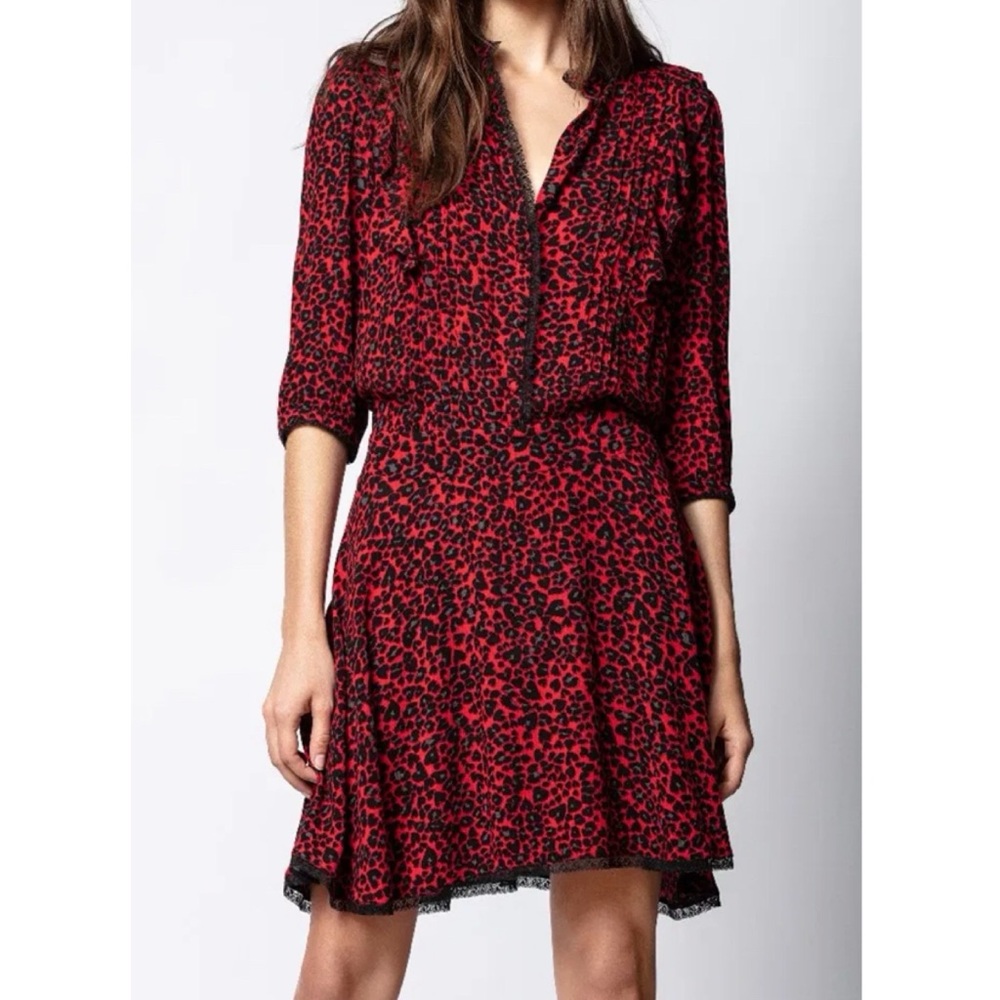 Zadig & Voltaire Remo Leopard Print Blouson Shirtdress - Size Large